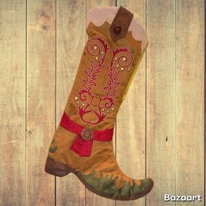 Embroidered Cowboy Boot Stocking